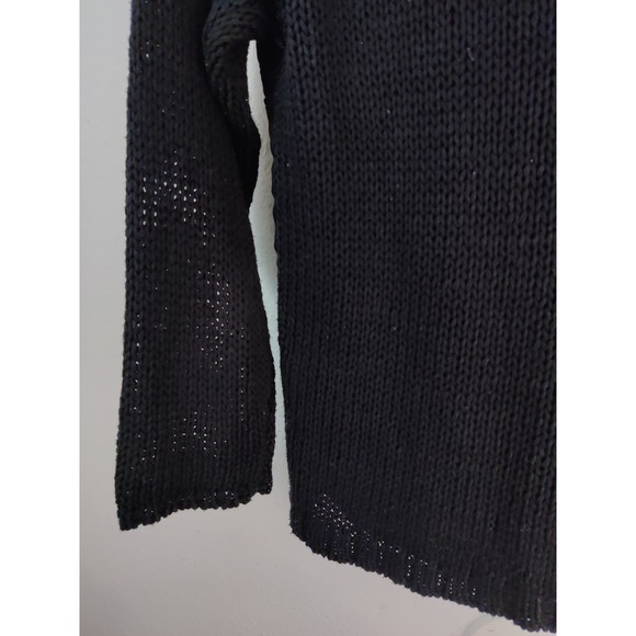 3/$20 Zara Black Sweater Crochet Fringe Top Sweatshirt Chunky Knit Top Size M - Picture 6 of 7